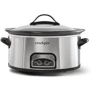 Crock-Pot 6 Quart Programmable Slow Cooker with Timer and Auto Food Warmer Setting, Stainless Steel