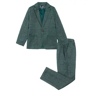 Two-Piece Set Kids Boys Plaid Suit Fashion Blazer Pants Set Formal Wear Outfit for Wedding