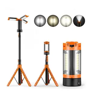 Wild Stride Rechargeable 10000mAh Camping Light with Detachable Tripod ( 1.75 to 6.5 Feet ), 2200 Lumens Cordless Dimmable Work Light & Emergency Light Outdoor Hiking Gear Multifunctional Flashlight Worklight Flashlight