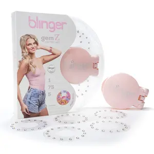 blinger Gem Z Starter Set with blinger Styling Tool + 75 Precision-Cut Glass Crystal- Lavender, Pale Pink, Twinkle Blue  Heatless Haircare