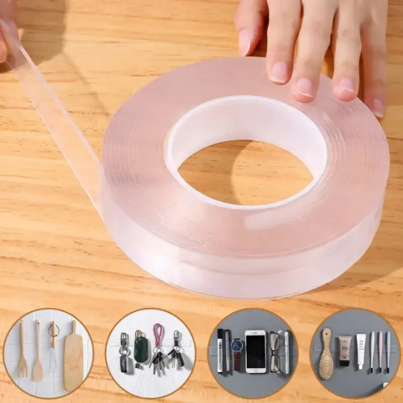 1 roll of high viscosity nano tape double-sided Strong Adhesive tape, Super strong adhesion, No Drill Adhesive for wall fixation without leaving any marks, transparent nano tape, Seamless Invisible Tape, No Residue Tapes