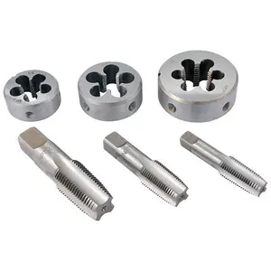 Precise 6-Piece Carbon Steel Taper Pipe Tap & Die Set, 1/4-1/2" NPT Threads, Specialty Hand Tool for Pipe Threading Tasks