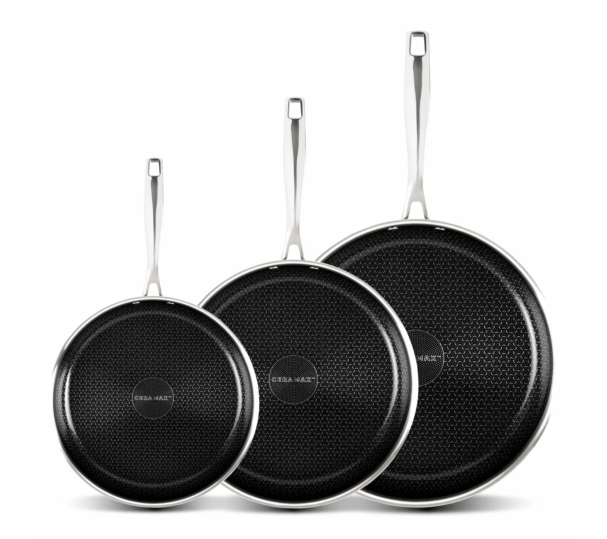Ceramax 3 Piece Frying Pan Set with Ceramic Etched Design