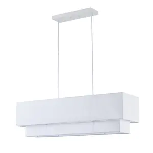 Modern Beige 3-Light Kitchen Island Chandelier with Fabric Shade