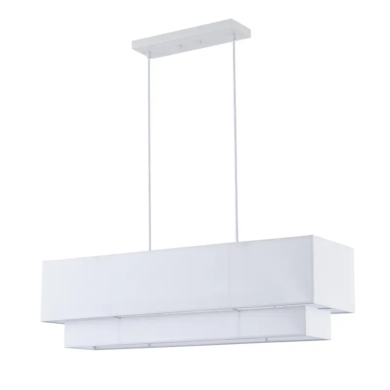 Modern Beige 3-Light Kitchen Island Chandelier with Fabric Shade