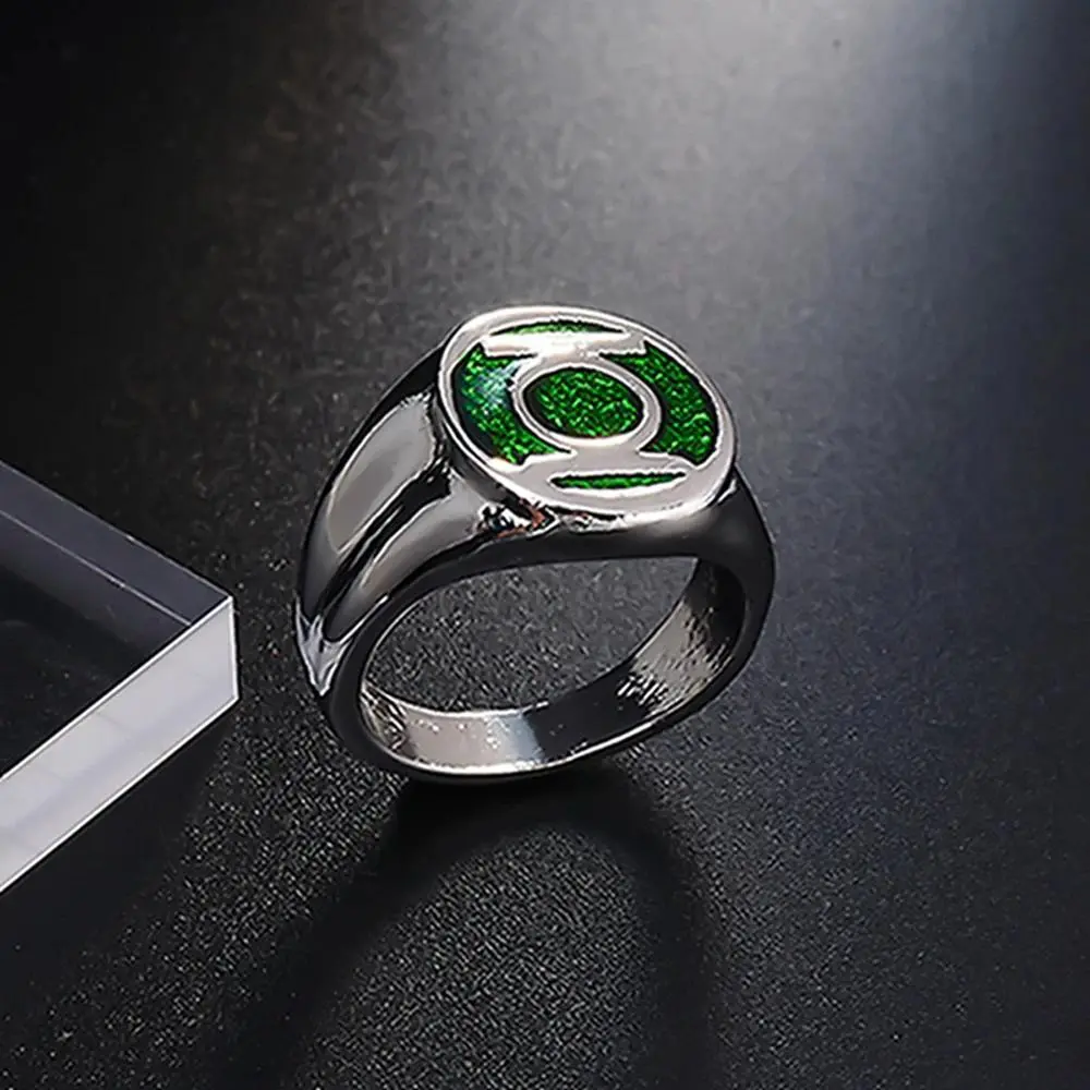 Green Lantern Inspired Fashion Metal Ring, Costume Jewelry for Men and Movie Fans, Statement Party Accessory Gift, Metal Rings