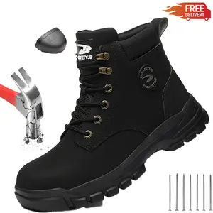 High-quality Anti-smash Anti-puncture Work Shoes Safety Shoes Indestructible Shoes Mens steel toe work boots Water resistant Slip Resistant wear resistant Protective Boots Construction Work Shoes