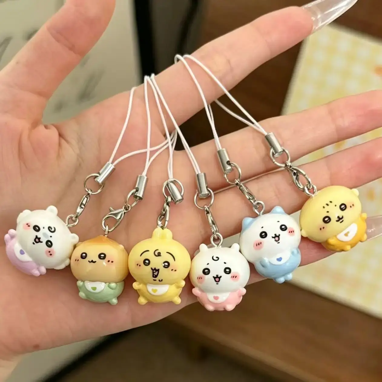 Kawaii Tiny Resin Pendant Cute Baby Outfit Usagi Hachiware Phone Lanyard Mini Keychain Small Bag Charm for Girls Student Gift