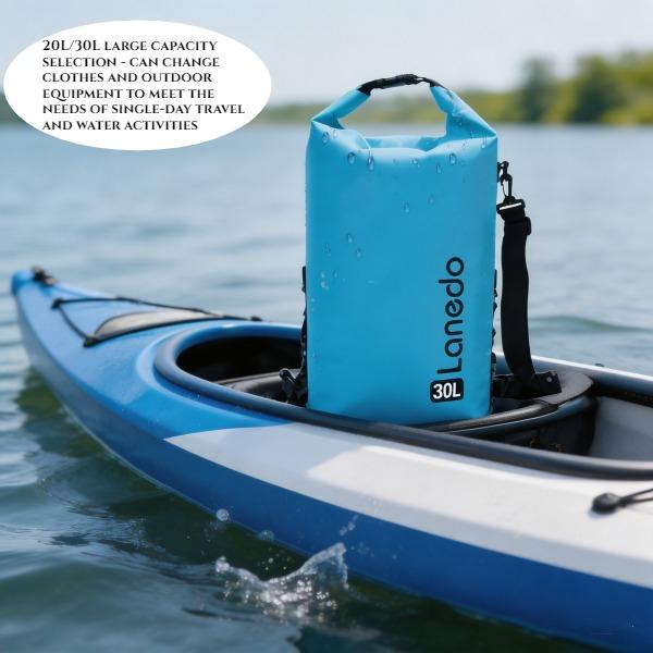 New 20L/30L Waterproof Dry Bag Backpack, Roll Top Floating Dry Sack for Kayaking, Beach, Swimming & Boating, Durable Water Sports Gear Bag（Blue）