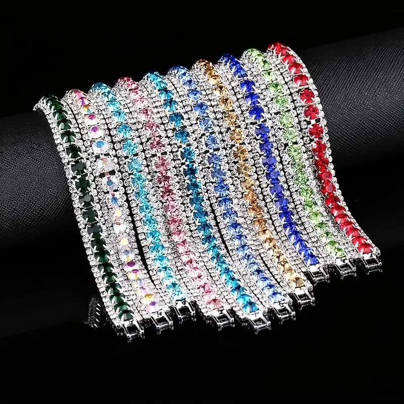 Women's Rhinestone Embellished Multicolor Costume Bracelet - Arm Candy Accessories, Bracelet Stacking, Bright Shine, Daily Wear, Rainbow Hues, Sparkling Stones, Chunky Rhinestone Embellished Bracelets & Bangles