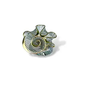 Spiral Bloom Mesh Ring_two tone "LM"