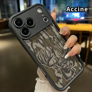Compatible with  iPhone 17 Pro Max 16 Plus 15 14 13 12 11 XR Air E Case Deer in Camouflage All Coverage Anti-Fall Durable Protective Softcase Gift for Boy
