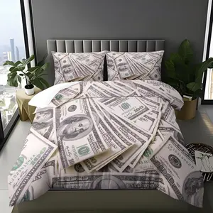 Dollar Cash Pattern Duvet Cover Set, 1 Count Comforter & Pillowcase without Filler, Bedding Supplies for Home Bedroom, Bed Sets