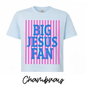 Big Jesus Fan Stripes Comfort Colors Boxy Cropped Tee