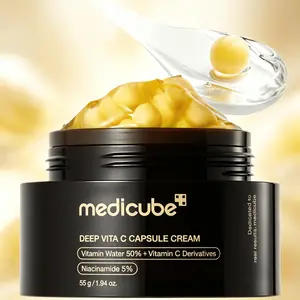Medicube Deep Vita C Capsule Cream with 5% Niacinamide, Vitamin C Derivatives Brightening Capsule Moisturizer for Dull Skin & Hyperpigmentation