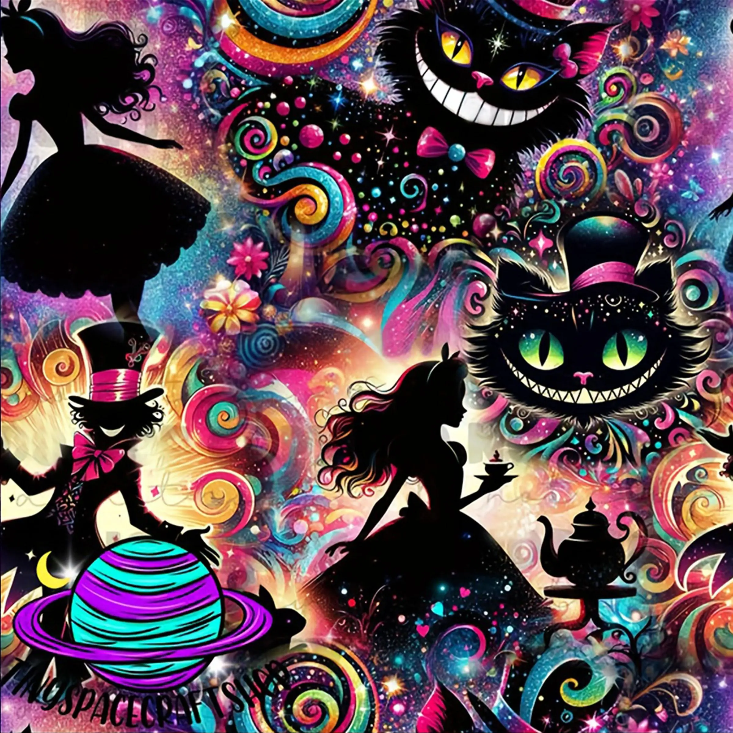 Cartoon Teenager and Cat Kitty Pattern DIY Diamond Arts Colorful Planet Painting Kit, DIY 5D Diamond Arts Colorful Painting Kit, Wall Art Decor for Home