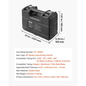 VEVOR Professional Brake Line Flaring Tool, 45 Degree Double Flare Bubble Flare Tool Kit for 3/16, 1/4, 5/16, 3/8 Copper Aluminum Thin Steel Tubes