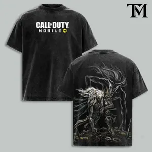 Vintage Call Of Duty Mobile Washed Graphic Tee, Oversized CODM Gamer Streetwear Shirt, Dark Fantasy Warrior Gaming T-Shirt, Tactical Mobile FPS Gift Tee For Men