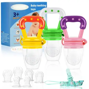 Baby Fruit Feeder/Food Feeder Pacifier (3 Pack)- Infant Teething Feeders |   Silicone Teether Feeder Babies |   Baby Feeding Essentials |   Food Pacifier for Babies - Pink