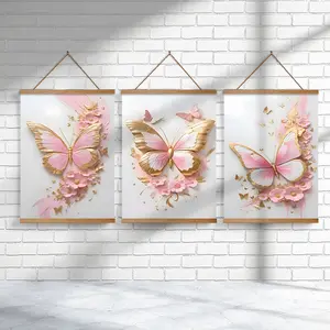 Butterfly Poster Set, Frameless Canvas Art, Home Decor, Birthday Gift, Holiday Present, New Year Celebration