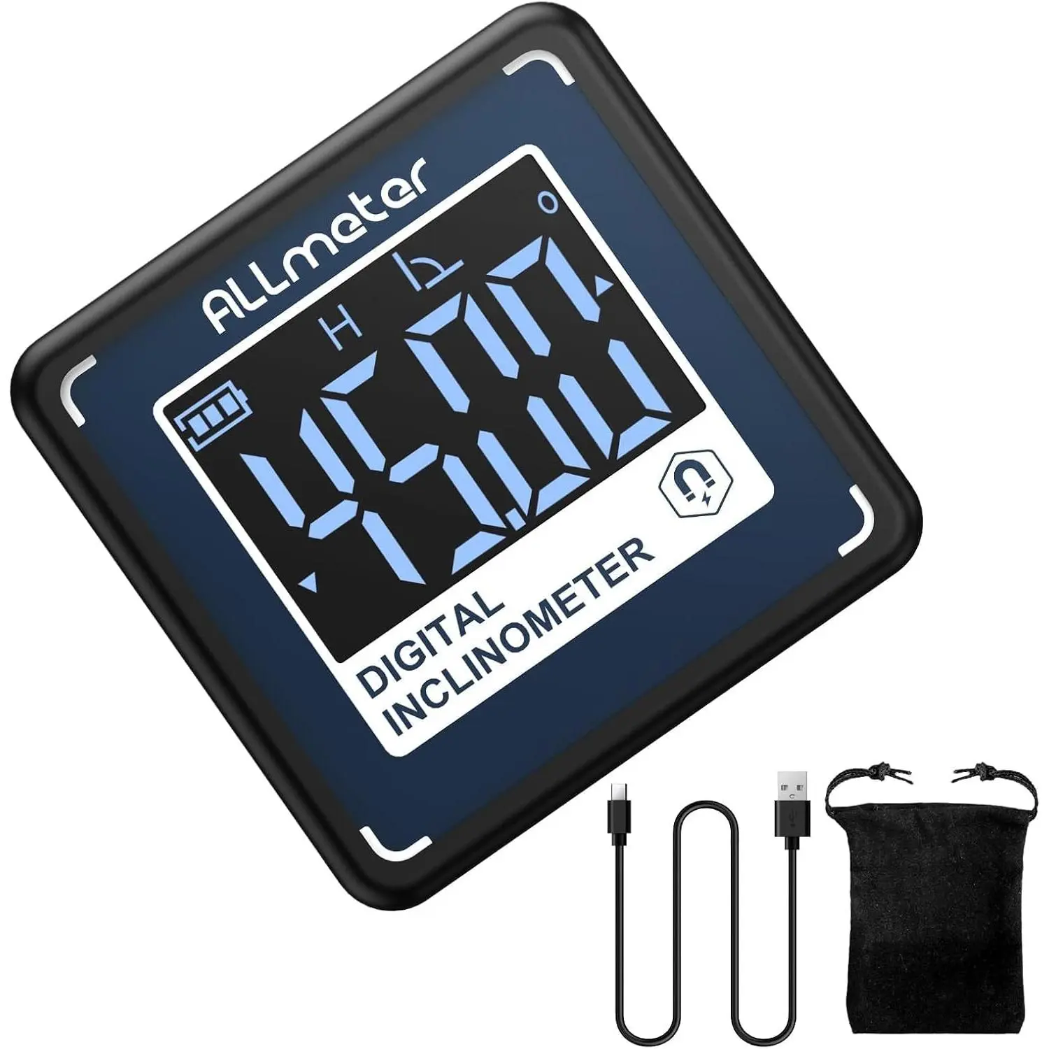 Mini Digital Angle Finder,0.05° Magnetic Inclinometer,USB-C Rechargeable