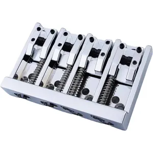 Guitar Bass Bridge - A-Style Bass Bridge 4 String .656" .687" .718" .750" .787".687" String Spacing Adjustment, Chrome