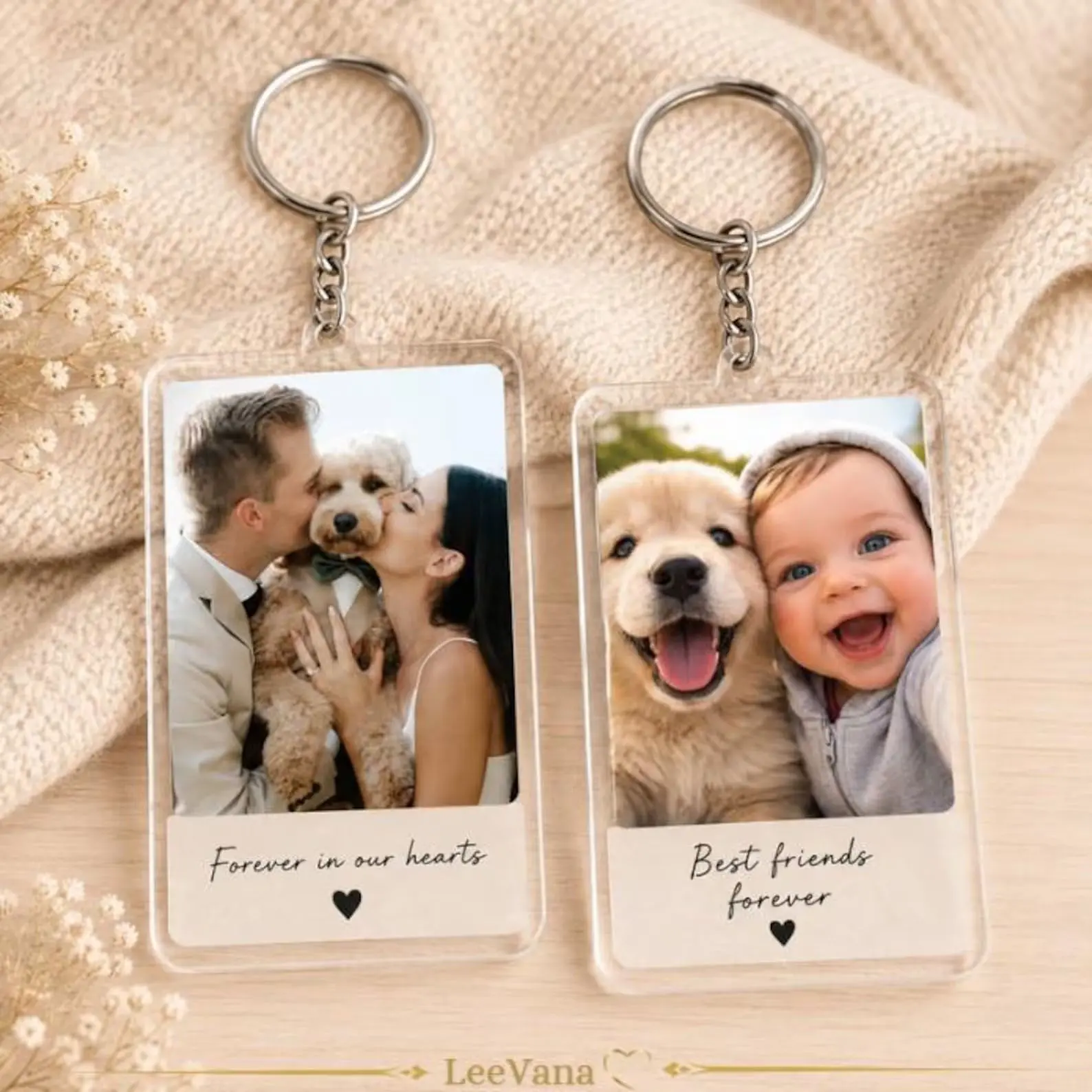 Custom Family Photo Acrylic Keychain – Personalized Picture Keepsake Gift – Please Send Custom Photo in Message
