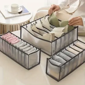 Polyester Fabric Drawer Organizer Set, Multifunctional Wardrobe Clothes Divider, Hand Washable Underwear, Socks, and Bra Storage Boxes for Home and Travel