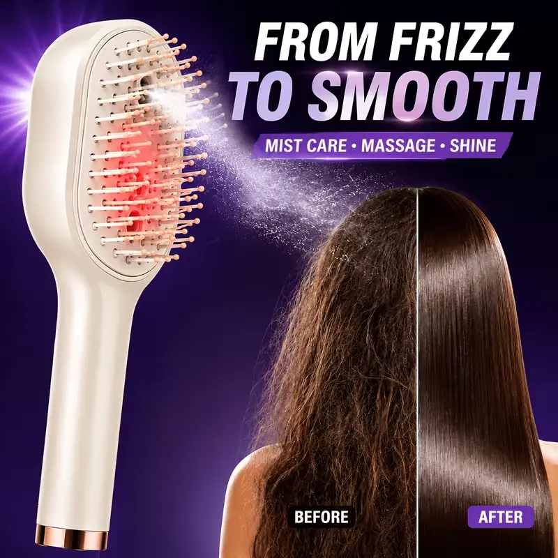 2026 Upgraded Portable Nano Mist Electric Scalp Massage Comb - 1-Click Retractable Teeth, Air-Cushion Brush, Anti-Static, Detangling, (Beauty & Personal Care) static-free massager double pack hairbrush travel wide-tooth hair type set removal dirt