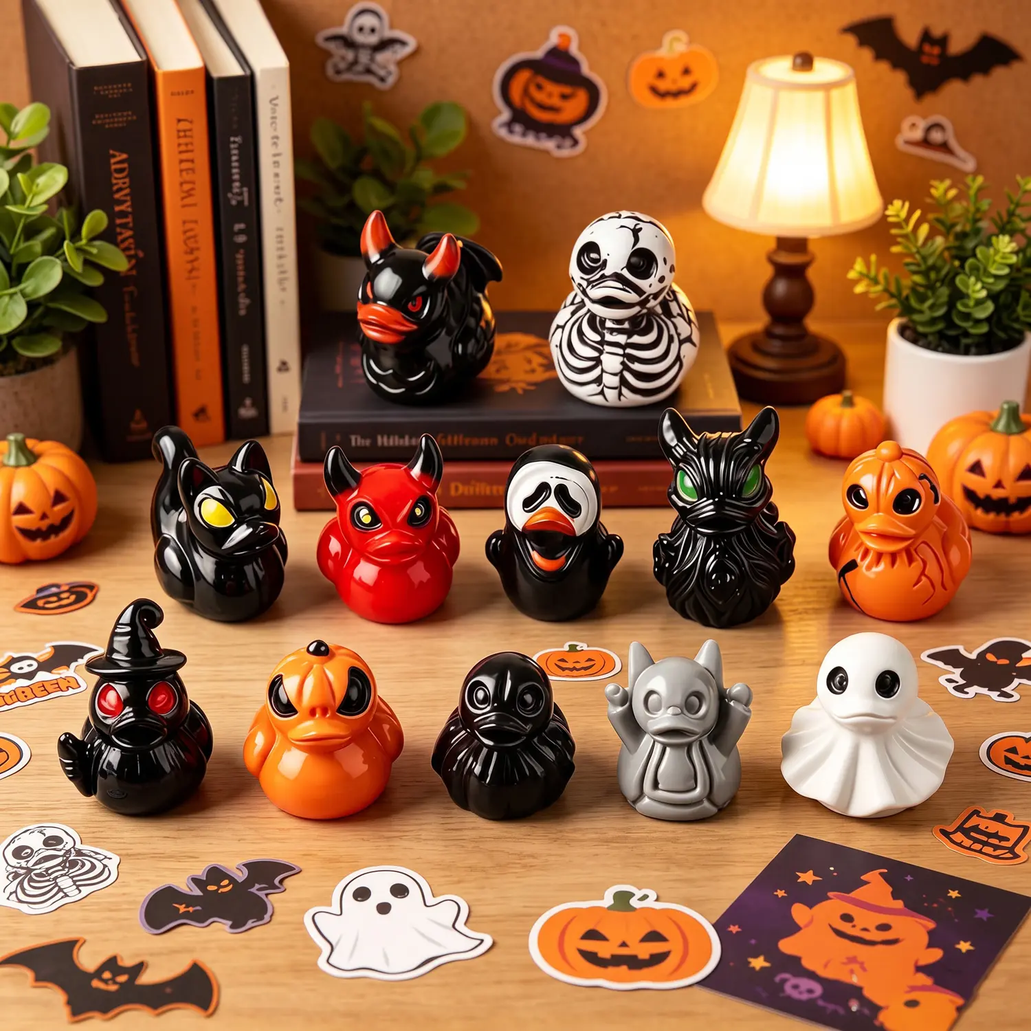 12PCS Halloween Rubber Duck Decorations, Cute Mini Halloween Duck Figurines with Ghost, Pumpkin & Devil Designs, Spooky Party Decor, Desk Accessories, Halloween Gifts for Kids & Adults