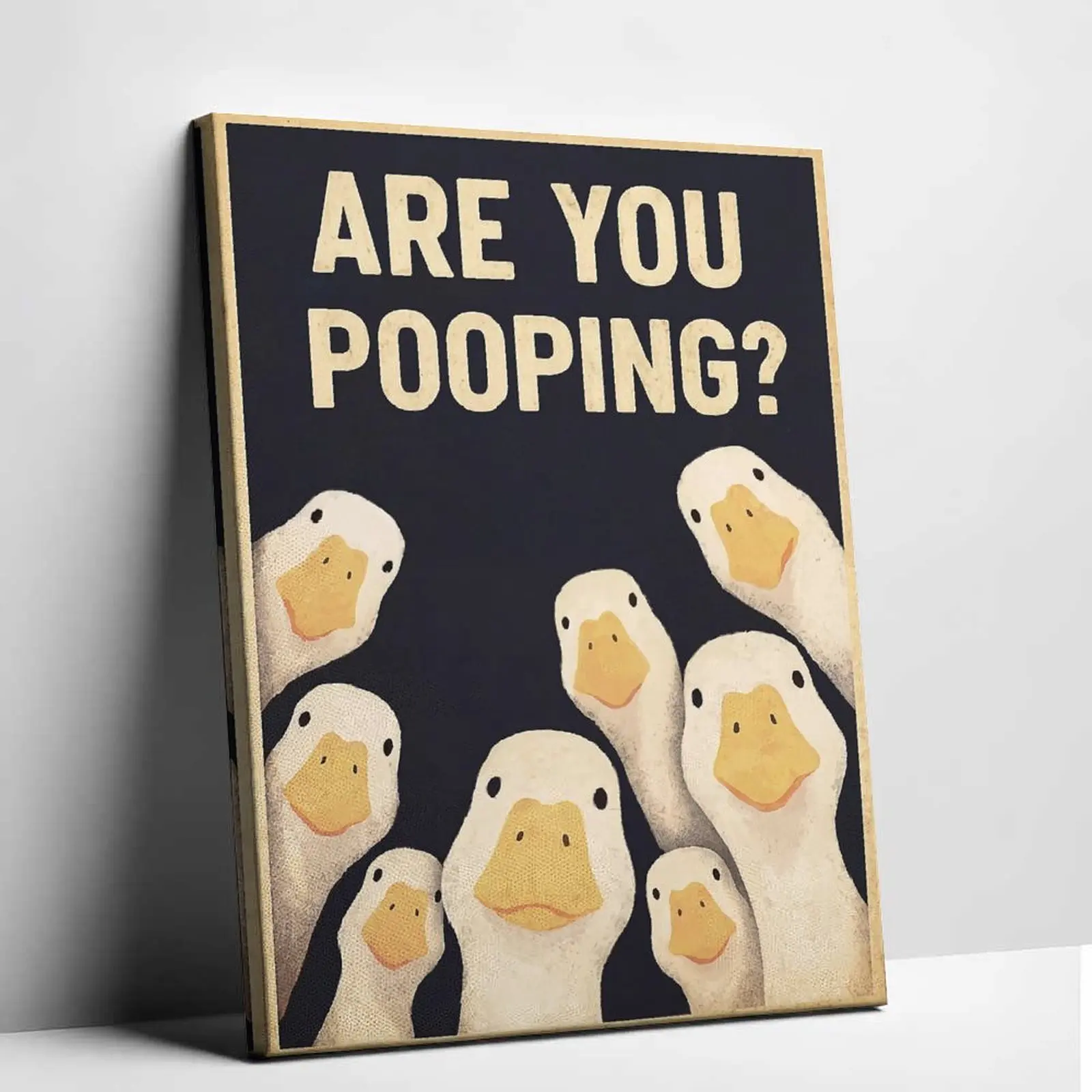Funny Are You Pooping Goose  Wall Art, Vintage Retro Bathroom Humor Poster, Quirky Toilet Decor  Print for Restroom canvas