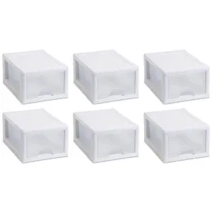 Sterilite Small Box Modular Stacking Storage Drawer Container Closet (6 Pack) Organiser Plastic Sterilite Small Box Modular Stacking Storage Drawer Container Closet (6 Pack) Organiser Plastic