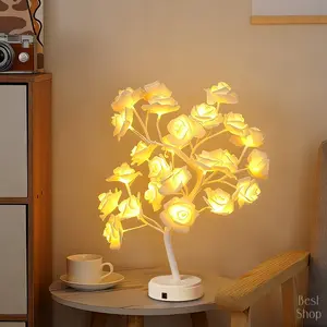 Rose Flower Design Tree Night Light, USB Powered Table Lamp, Room Lights for Bedroom, Versatile Holiday Decoration Lights For Indoor Bedroom, Valentine's Day Gift, Home Decor, Decorative