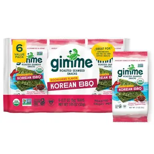Gimme Seaweed Organic Premium Roasted Seaweed Snacks Korean BBQ 6 Count Keto Vegan Gluten-Free Omega3s Iodine Healthy On-The-Go Snack for Kids and Adults
