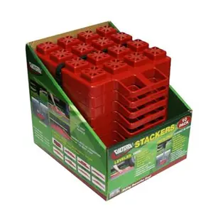 212 MAIN Red Interlocking Heavy Duty RV Leveling Block Stackers - 10-Pack Portable Tool with Handle for Leveling RVs