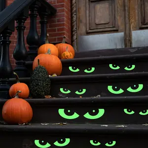 8 Pairs of Glowing Halloween Eyes, Removable Fluorescent Stickers, Window Stair Stickers for Home Walls, Windows, Garage Doors, Cars, Refrigerators, Halloween Party Home Decorations, Glow-in-the-Dark Magnetic Evil Peeking Eyes