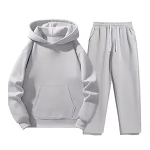 Men's Solid Color Tracksuit Stylish Hoodie Casual & Warm Wide-Leg Pants Set for Comfortable Everyday Wear Sweatsuit Set Athleisure Set