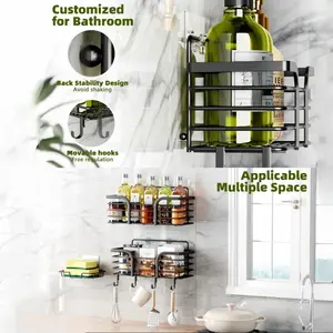 Self-Adhesive Shower Caddy (3-Piece Set) — High-Capacity, Rustproof Stainless Steel Bathroom Organizer | No-Drill Design | Ideal for Bathroom Storage & Home Decor