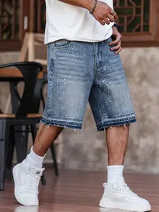 Men's Firework Sequin Shorts, Loose Fit Denim Short Pants, Perfect for Street Fashion Style, Trendy and Comfortable