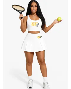 Women's 2-Piece Tennis Outfit - Sporty & Stylish Set Top + Skirt for Enhanced Performance and Fashionable Look Black Color