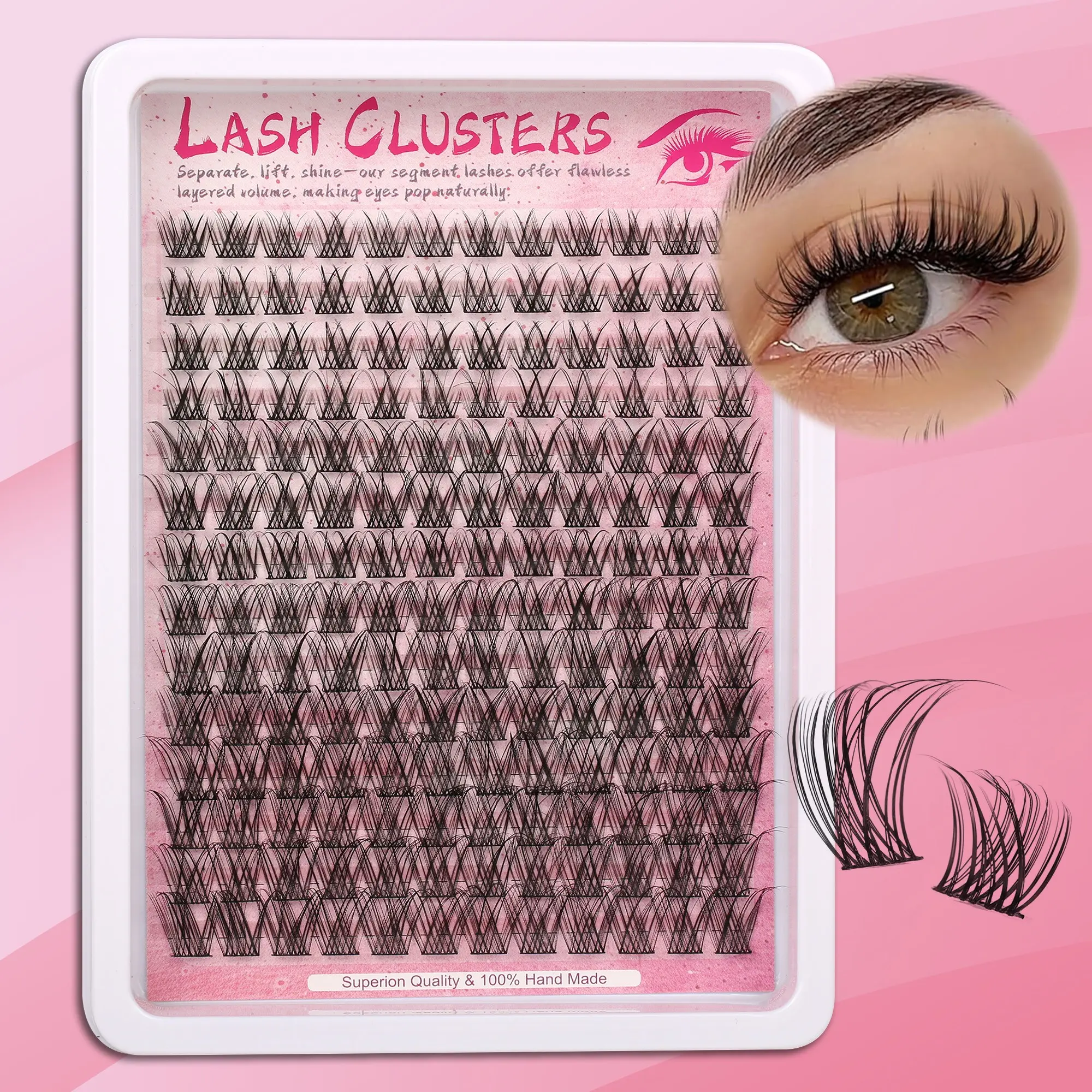 168pcs Fluffy Cluster Eyelashes Fluffy Lash Clusters Eyelash Extensions Volume False Eyelashes Volumized False Eyelashes 8-18mm Soft and Natural Look, Reusable Transparent Stem for Beginners, Perfect for Holiday Use, Wispy Volume Set