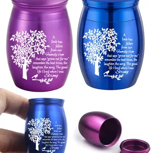 2 Pcs Small Urns for Human Ashes, Tree of Life Design, Heart Ashes Necklace, Keepsake Urns for Ashes, Memorial Ashes Holder