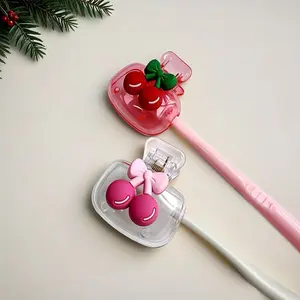 Cherry Element Toothbrush Holder, Cute Cherry Design, Transparent and, Stylish Bathroom Accessory, Durable Material
