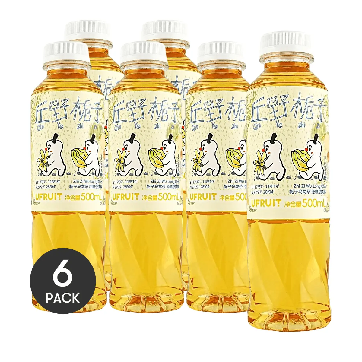UFRUIT 6 Pack Gardenia Oolong Cold Brew Tea 16.91 fl oz Each - 0 Sugar 0 Calorie, Chinese Premium Iced Tea