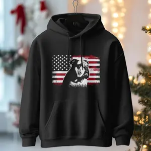 English Bulldog American Flag - Patriotic USA Dog Lover Pullover Hoodie