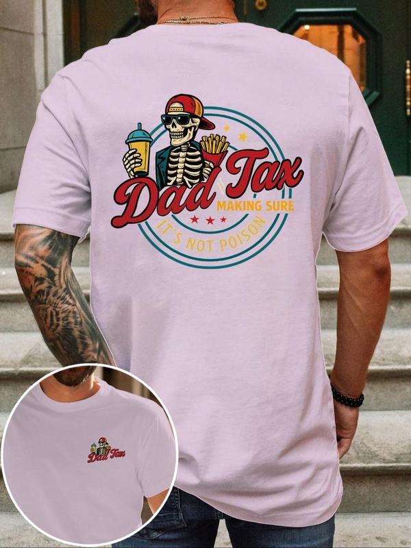 Men's Regular Fit Skeleton Print Round Neck Tee, Casual Short Sleeve Crew Neck T-shirt for Summer, Fashion Men's Top for Daily Wear, Tropical