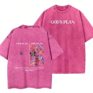 [ New Collection For Women ] God's Plan Unisex Washed T-Shirt, Christian t shirts, Vintage 90s Graphic Tee, Gift Top Womenswear Cotton Streetwear Summer, Gift For Her, For Mom, For Womenswears