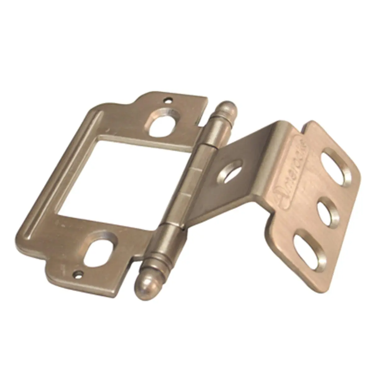 A03180TB G10 PK Amerock Full Inset Partial Wrap Free Swinging Ball Tip Hinge - 0.75 in. Satin Chrome Single, Close Fitting Decorative Look, for Inset Cabinet Doors