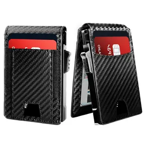Minimalist Wallet for Men RFID Blocking Front Pocket Money Clip Card Holder Men's Carbon Fiber Metal Aluminum Wallet with Multiple Card Slots & Secure Closure, Compact Lightweight Design for Everyday Use