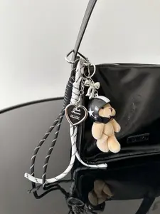 texture, personalized and exquisite atmosphere, teddy bear pendant with helmet decoration, can be used as bag hanging decoration, also as key pendant, convenient to carry Backpack Charm, Charms for bags